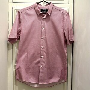 Topman Men’s Red White Geometric Button Down Short Sleeve Casual Shirt  Size M